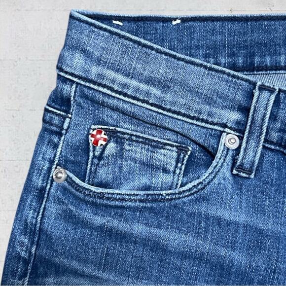 Hudson High Waist Jodi Flare Button Fly Raw Edge Hem Size 26 Retro Boho - Picture 4 of 13